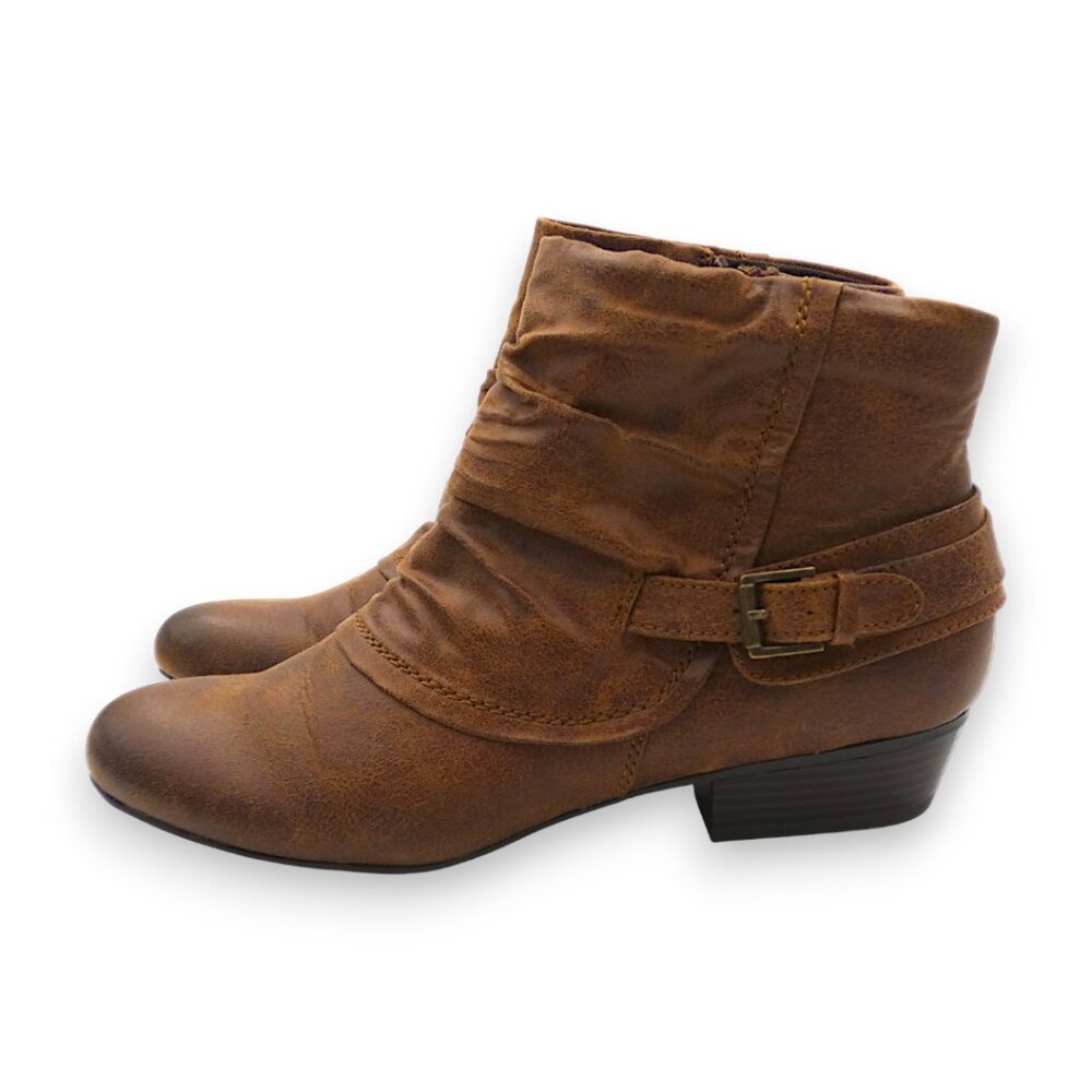 Kim Rogers Tanya Brown Ankle Booties Size 8.5 Buckle Low Heel - Picture 3 of 14